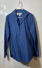 Load image into Gallery viewer, Calvin Klein Mens Blue Striped Cotton Long Sleeve Slim Fit Dress Shirt Size 15