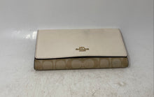 Load image into Gallery viewer, Coach Womens Beige Signature Canvas Leather Snap Slim Trifold Wallet Worn