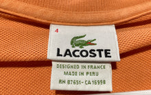 Load image into Gallery viewer, Lacoste Mens Orange Cotton Short Sleeve Collared Golf Polo Shirt Size 4