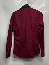 Load image into Gallery viewer, Express Mens Burgundy Collared Long Sleeve Dress Shirt Size XS