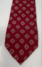 Load image into Gallery viewer, Christian Dior Mens Red Geometric Print Silk Track Bar Pointed Tie