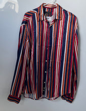 Load image into Gallery viewer, Zara Mens Multicolor Striped Long Sleeve Relaxed-Fit Button-Up Shirt Size M