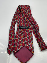Load image into Gallery viewer, Christian Dior Mens Red Printed Keeper Loop Adjustable Formal Pointed Tie