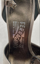 Load image into Gallery viewer, Authentic Salvatore Ferragamo Womens Gray High Ankle Strap Heels Sz 5.5 Stained