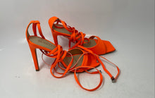 Load image into Gallery viewer, Schutz Womens Bryce Orange Leather Open Toe Stiletto Heel Strappy Sandals Size 8