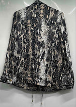 Load image into Gallery viewer, Calvin Klein Womens Black Animal Print Long Sleeve Full-Zip Shirt Jacket Size XS