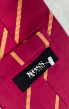 Load image into Gallery viewer, Hugo Boss Mens Pink Yellow Striped Silk Adjustable Long Formal Designer Tie