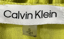 Load image into Gallery viewer, Calvin Klein Womens Green Short Cap Sleeve Notch Neck Pullover Blouse Top Size S