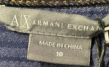 Load image into Gallery viewer, Armani Exchange Womens Blue Denim Short Sleeve Front Zip Sheath Dress Size 10