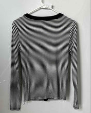 Load image into Gallery viewer, Ann Taylor Womens Black White Striped Long Sleeve Button Front Jacket Size S