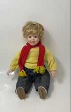 Load image into Gallery viewer, Wags Rite Girl Ice Skater Blue Eyes Yellow Sweater Red Scarf Collector Doll