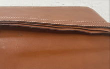 Load image into Gallery viewer, Womens Brown Leather Stitch Padded Compartment Flap Laptop Sleeve Handbag