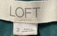 Load image into Gallery viewer, Loft Womens Green Flat Front Pockets Flared Leg Chino Pants Size 2