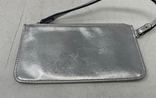 Load image into Gallery viewer, Nine West Womens Metallic Silver Textured Leather Zip Top Lined Wristlet Wallet