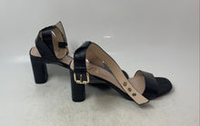 Load image into Gallery viewer, Zara Womens Black Leather Open Toe Block Ankle Strap Heels Size 40