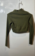 Load image into Gallery viewer, Forever 21 Womens Olive Green Ribbed Zip-Up Activewear Cropped Jacket Size Small
