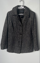 Load image into Gallery viewer, London Fog Womens Black White Herringbone Print Button Front Peacoat Size S
