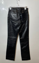 Load image into Gallery viewer, Armani Exchange Womens Black Leather Flat Front Straight Leg Chino Pants Size PO
