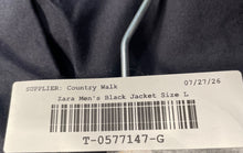 Load image into Gallery viewer, Zara Mens Black Long Sleeve Collared Pockets Button Military Jacket Size L