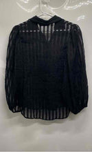 Load image into Gallery viewer, Zara Womens Black Striped Long Sleeve Collared Button Front Blouse Top Size XS