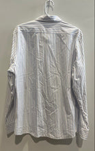 Load image into Gallery viewer, Calvin Klein Mens White Blue Striped Cotton Long Sleeve Button-Up Shirt Size L