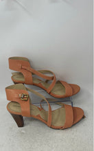 Load image into Gallery viewer, Adrienne Vittadini Womens Orange Leather Block Heel Strappy Sandals Size 8