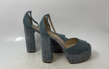 Load image into Gallery viewer, Sam Edelman Womens Blue Peep Toe Ankle Strap Block Platform Sandals Size 8