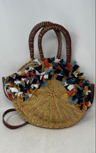 Load image into Gallery viewer, Sam Edelman Womens Beige Wicker Straw Round Shape Tassel Pockets Crossbody Bag