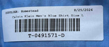 Load image into Gallery viewer, Calvin Klein Mens Blue Cotton Long Sleeve Collared Slim Fit Dress Shirt Size L