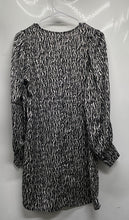Load image into Gallery viewer, H&M Womens Black White Animal Print Long Sleeve V-Neck Mini Dress Size S
