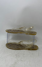 Load image into Gallery viewer, Coach Womens Gold Brown Clear T-Strap Buckle Flat Thong Sandals Size 8