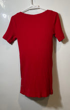 Load image into Gallery viewer, Zara Womens Red Ribbed Knitted Short Sleeve Boat Neck Sheath Dress Size Medium