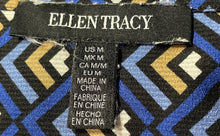 Load image into Gallery viewer, Ellen Tracy Womens Multicolor Geometric Long Sleeve Collared Blouse Top Size M