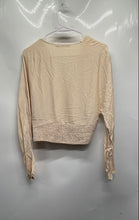 Load image into Gallery viewer, Zara Womens Beige Long Sleeve V-Neck Smocked Back Blouse Top Size XS