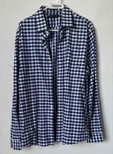 Load image into Gallery viewer, Tommy Hilfiger Mens Blue White Collared Long Sleeve Dress Shirt Size Large