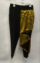 Load image into Gallery viewer, New York & Company Womens Black Gold Flat Front Back Zipper Trousers Pants Sz 6