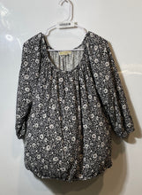 Load image into Gallery viewer, Michael Kors Womens Black White Floral Printed Blouse Top Size 1X