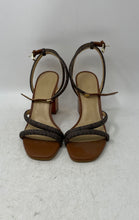 Load image into Gallery viewer, Michael Kors Womens Hazel Brown Gold Block Heel Ankle Strap Sandals Size 7.5M