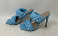 Load image into Gallery viewer, Steve Madden Womens Kenley Blue Leather Square Toe Slip-On Strappy Heels Sz 6.5