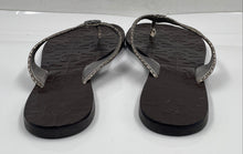 Load image into Gallery viewer, Authentic Tory Burch Womens Thora Gray Leather Flip-Flop Sandals Size 9M Damaged