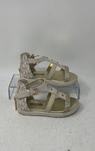 Load image into Gallery viewer, Michael Kors Girls Brandy White Gold Monogram Studded Gladiator Sandals Size 7