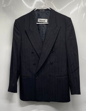 Load image into Gallery viewer, Emanuel Ungaro Mens Gray Striped Long Sleeve Double-Breasted Blazer Size 40