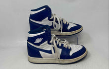 Load image into Gallery viewer, Nike Boys Air Jordan 1 High OG BG 575441-127 White Blue Sneaker Shoes Size 5.5Y