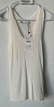 Load image into Gallery viewer, Zara Womens White Ribbed Sleeveless Scoop Neck Regular Fit Tank Top Size S w/Tag