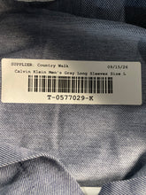 Load image into Gallery viewer, Calvin Klein Mens Gray Refined Knit Long Sleeve Slim Fit Dress Shirt Size L