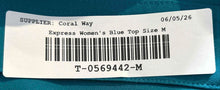 Load image into Gallery viewer, Express Womens Blue V-Neck Long Sleeve Blouse Top Size Medium