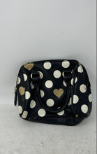 Load image into Gallery viewer, Betsey Johnson Womens Black White Golden Tone Polka Dot Mini Satchel Purse