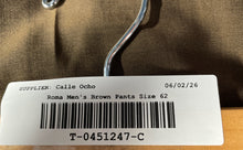 Load image into Gallery viewer, Extra Large Roma Mens Brown Flat Front Straight Leg Dress Pants Size 62