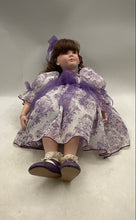 Load image into Gallery viewer, Disney Princess Snow White Porcelain Doll With Floral Purple Outfit Collectible