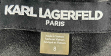 Load image into Gallery viewer, Karl Lagerfeld Womens Black Floral Textured Jacquard Open Front Blazer Size 8